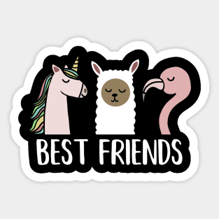 Best Friends Unicorn, Llama, Flamingo Sticker